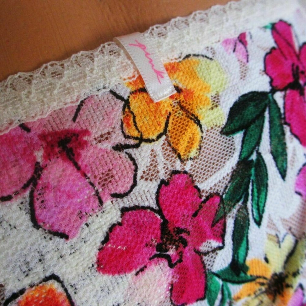 Victoria's Secret PINK Lace High Leg Bikini Panty XS S M Floral Lace